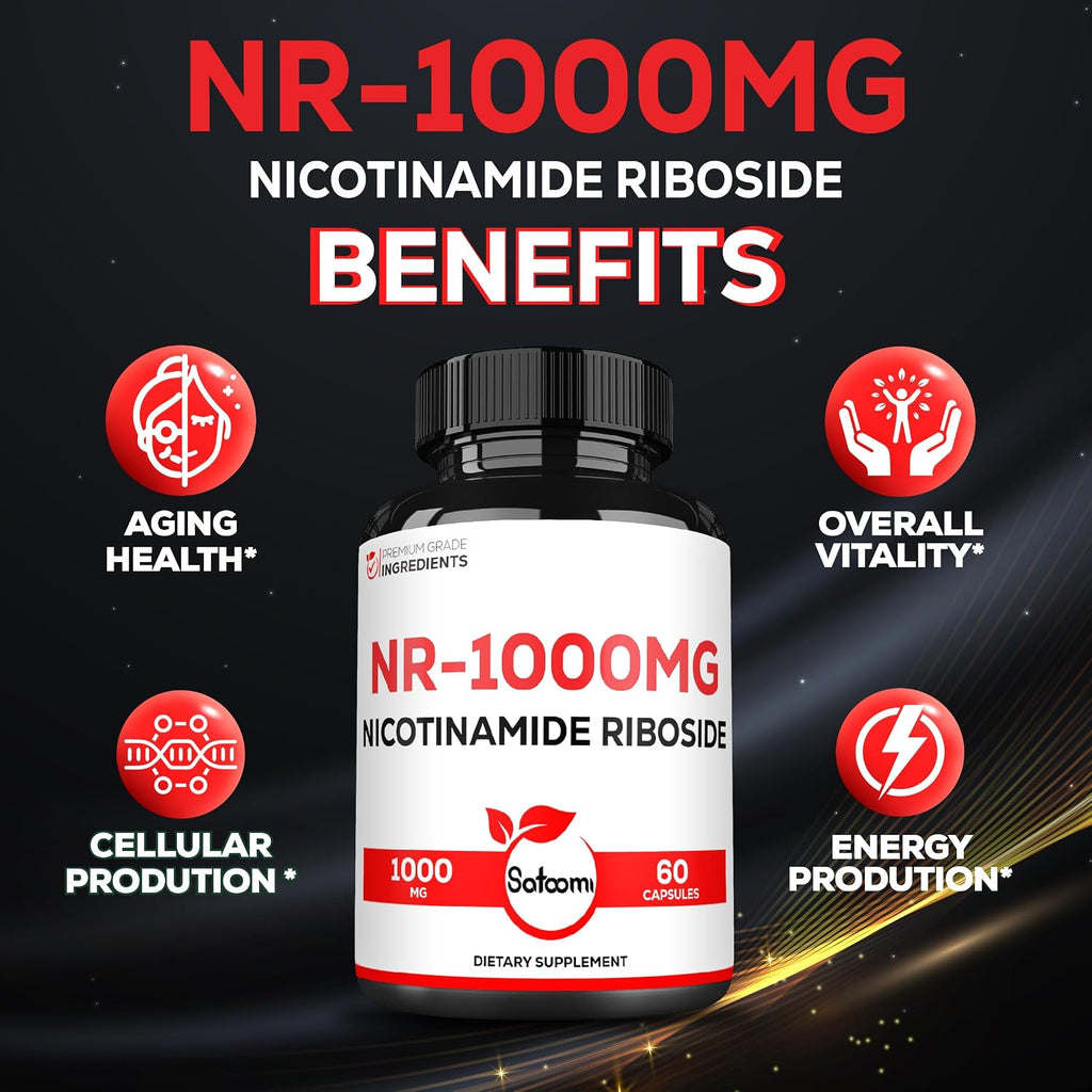 Satoomi NAD Nicotinamida Ribósido - Suplemento NR 1000mg - 60 Cápsulas (30 Días)