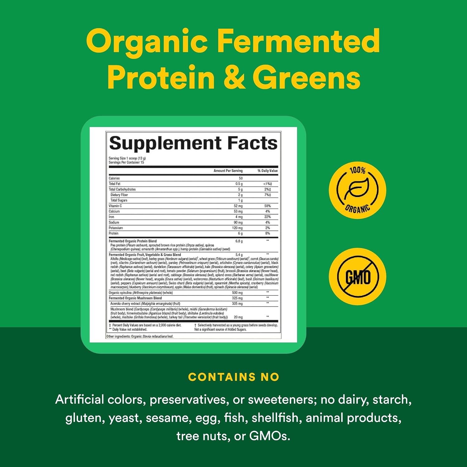 Natural Factors Organic Greens - Mezcla Verde Orgánica, 6.9 oz (196 g)