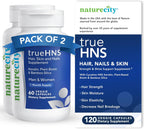 NatureCity True-HNS Cabello, Piel y Uñas - Biotina Vegetal y Queratina - 120 Cápsulas Veganas