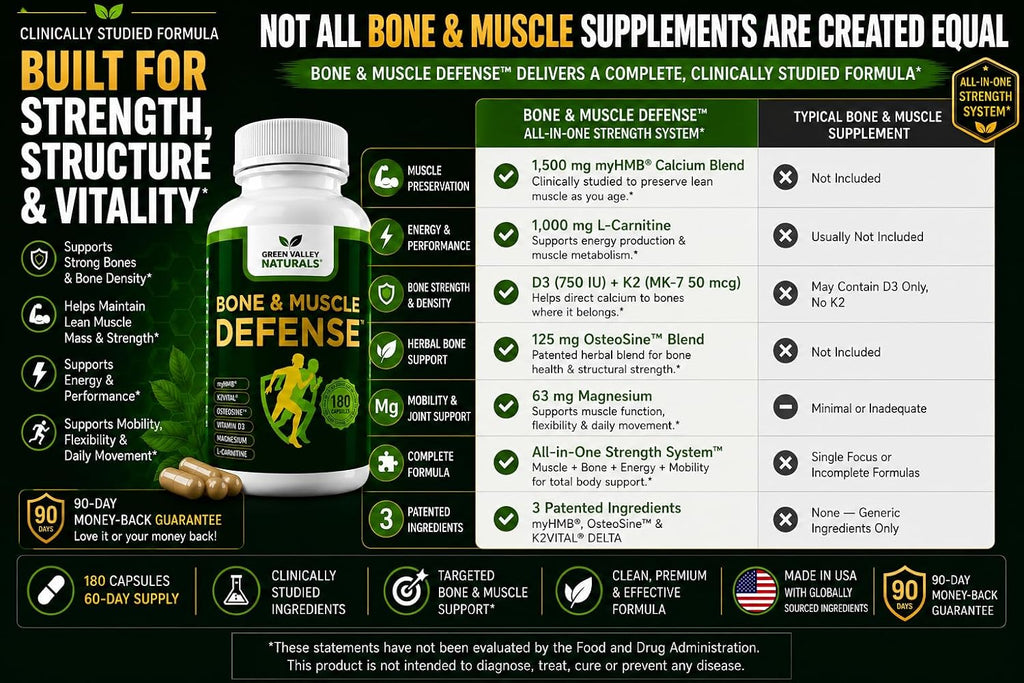 Green Valley Naturals Bone & Muscle Defense - 180 Cápsulas