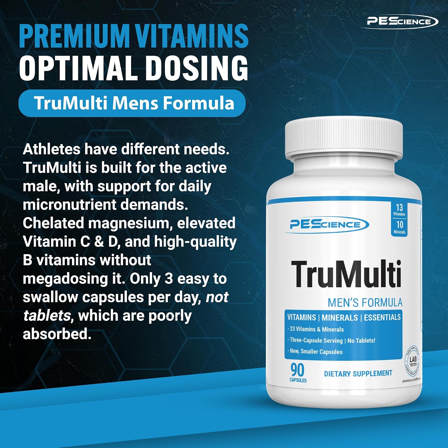 PEScience TruMulti Multivitamin for Men, 90 Capsules