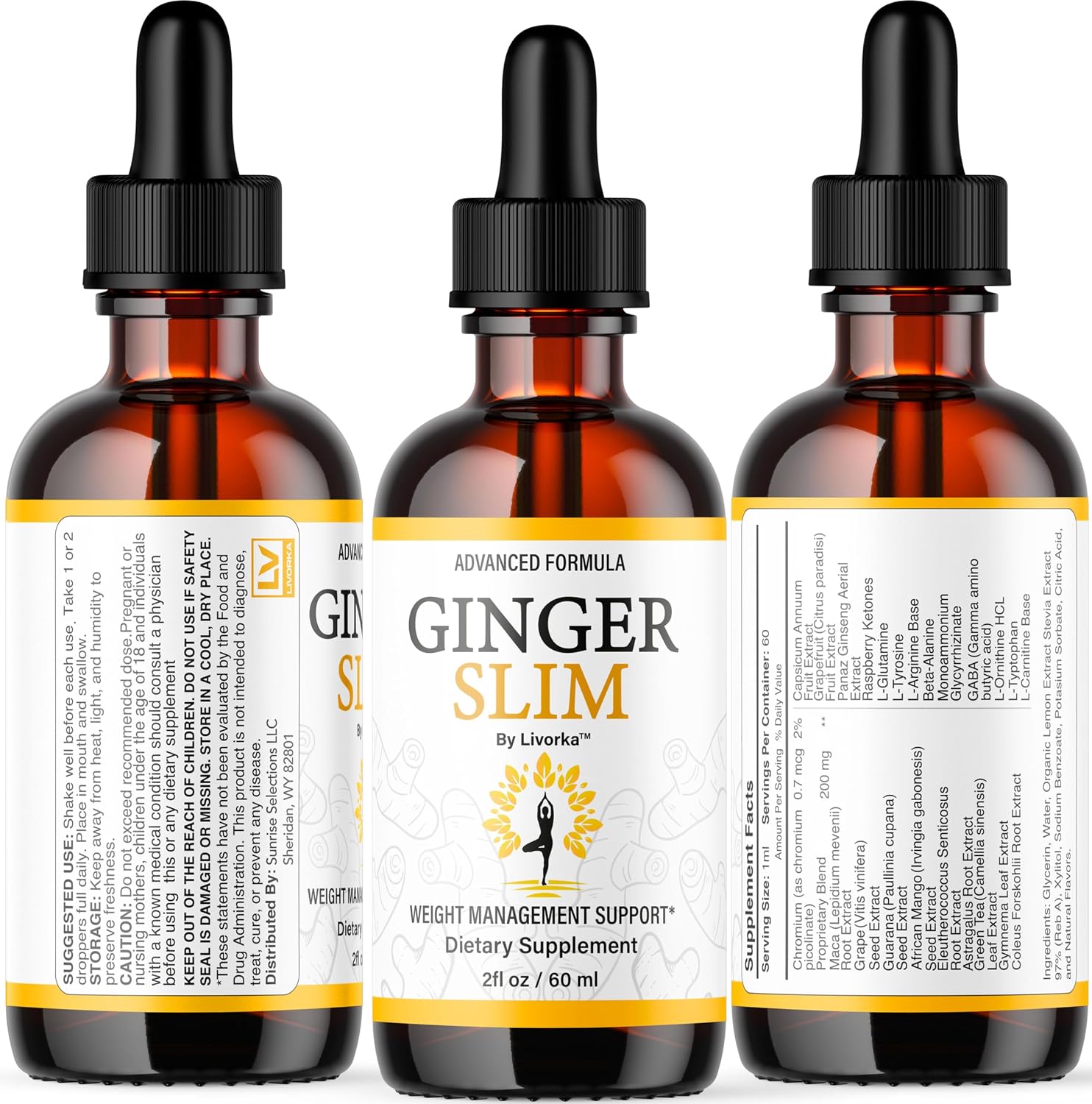Ginger Slim Drops - Gotas Líquidas Naturales, Fórmula Premium, 1 Frasco para 1 Mes
