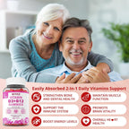 NEVISS 2Pack Gominolas Veganas de Vitamina D3 + B12, Alta Potencia D3 5000IU y 1000 mcg de B12 Metilada, para Adultos, Apoya la Salud Ósea, Inmunidad y Energía, 120 Unidades