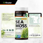 BIO KRAUTER® 3 en 1 Gominolas de Musgo Marino con Fucus y Raíz de Bardana - Veganas, Sabor Mango - 90 Gominolas (45 Días)