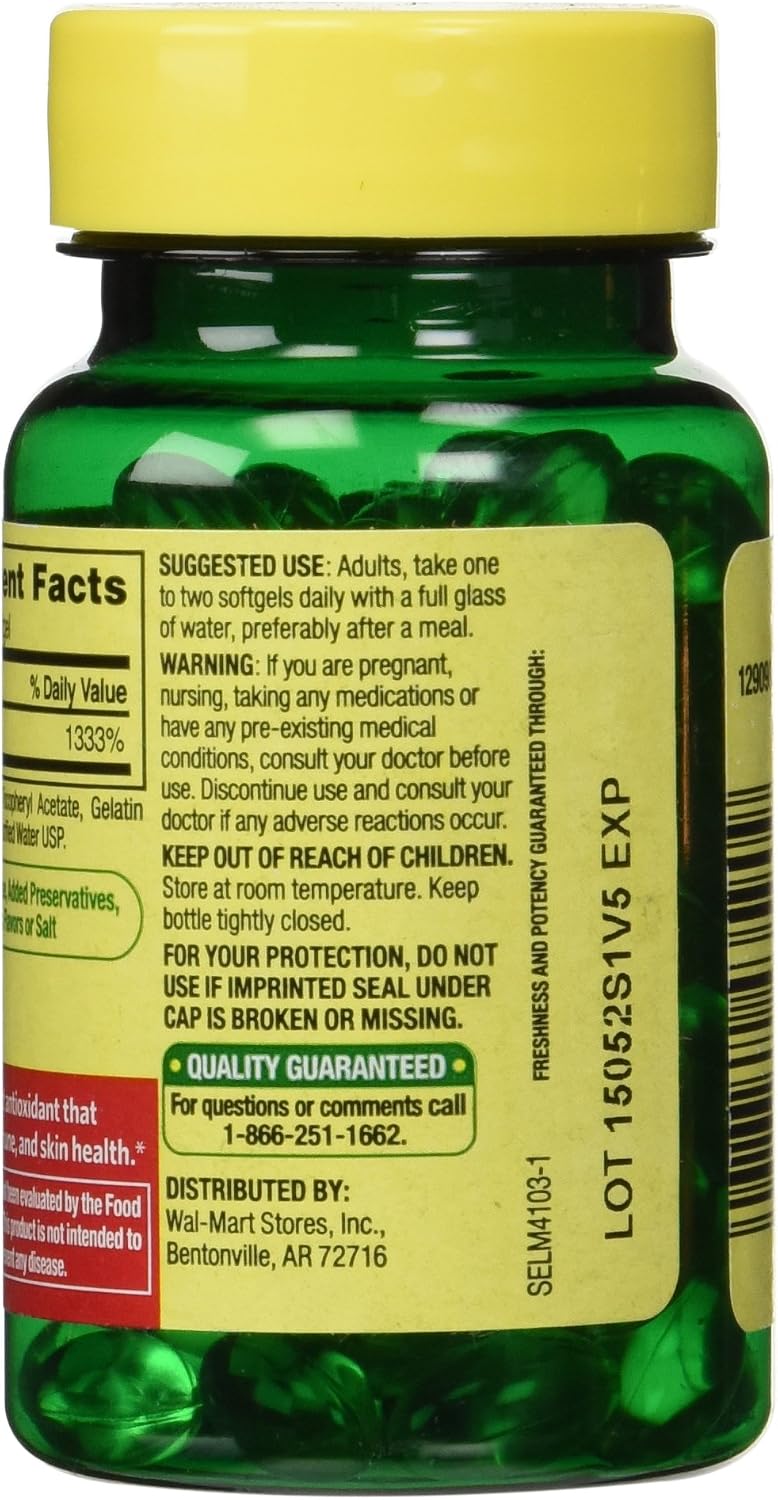 Spring Valley - Vitamina E 400 UI, 100 Cápsulas Blandas