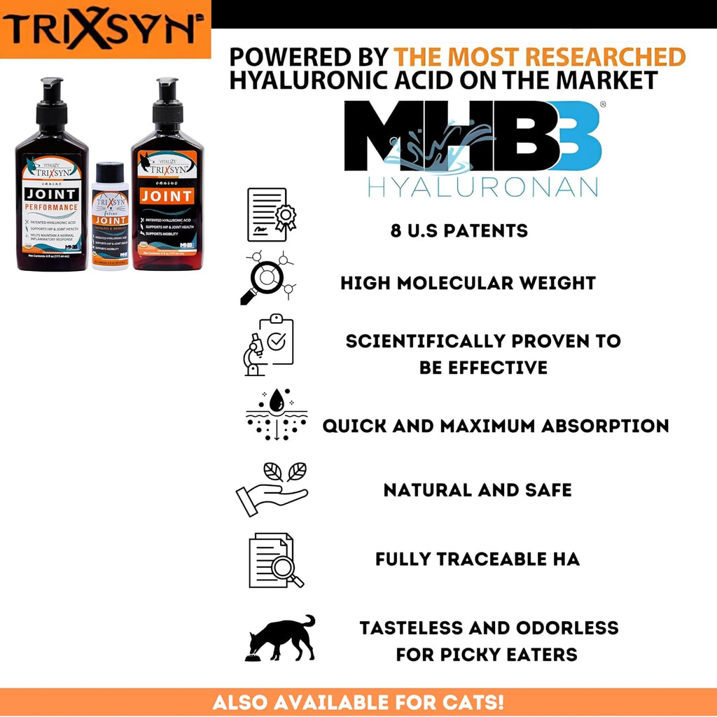 TRIXSYN Canine - Suplemento Líquido para Articulaciones de Perro con Ácido Hialurónico - Fórmula Patentada MHB3 - 2 Botellas de 177 ml