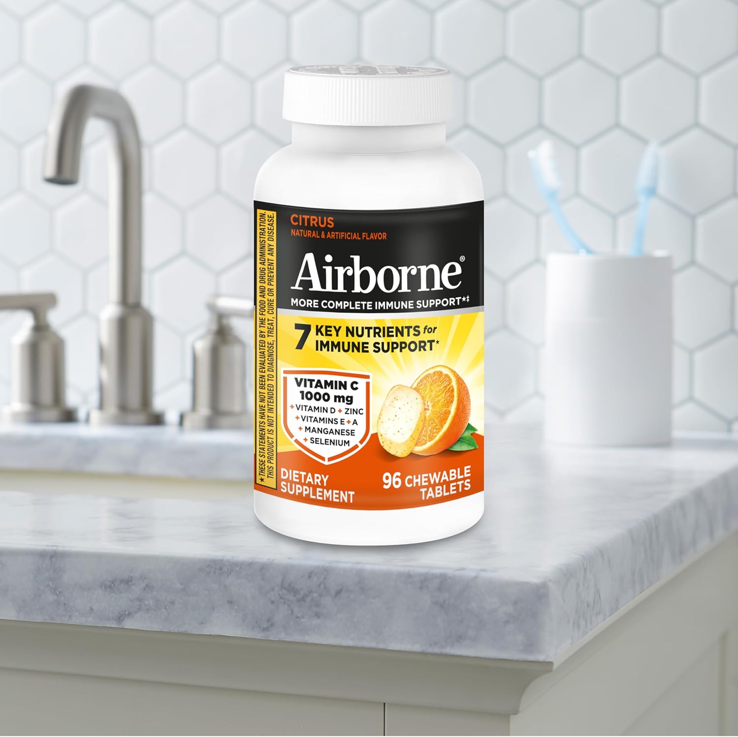Airborne Vitamina C 1000 mg Comprimidos Masticables Sabor Cítricos - 96 Comprimidos