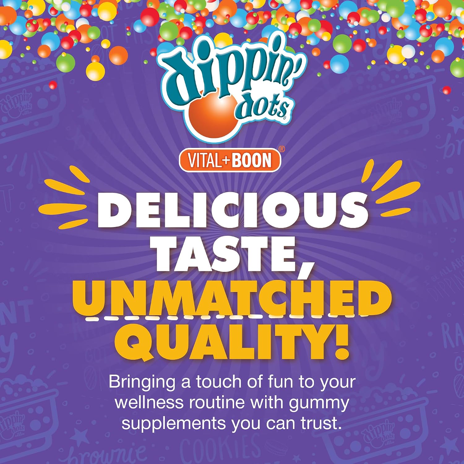 Vital+Boon Dippin' Dots - Gominolas Multivitamínicas para Adultos - Vitaminas A, B6, C, D3, E y Ácido Fólico - Vegetarianas, No GMO, Sin Gluten (60 Unidades)
