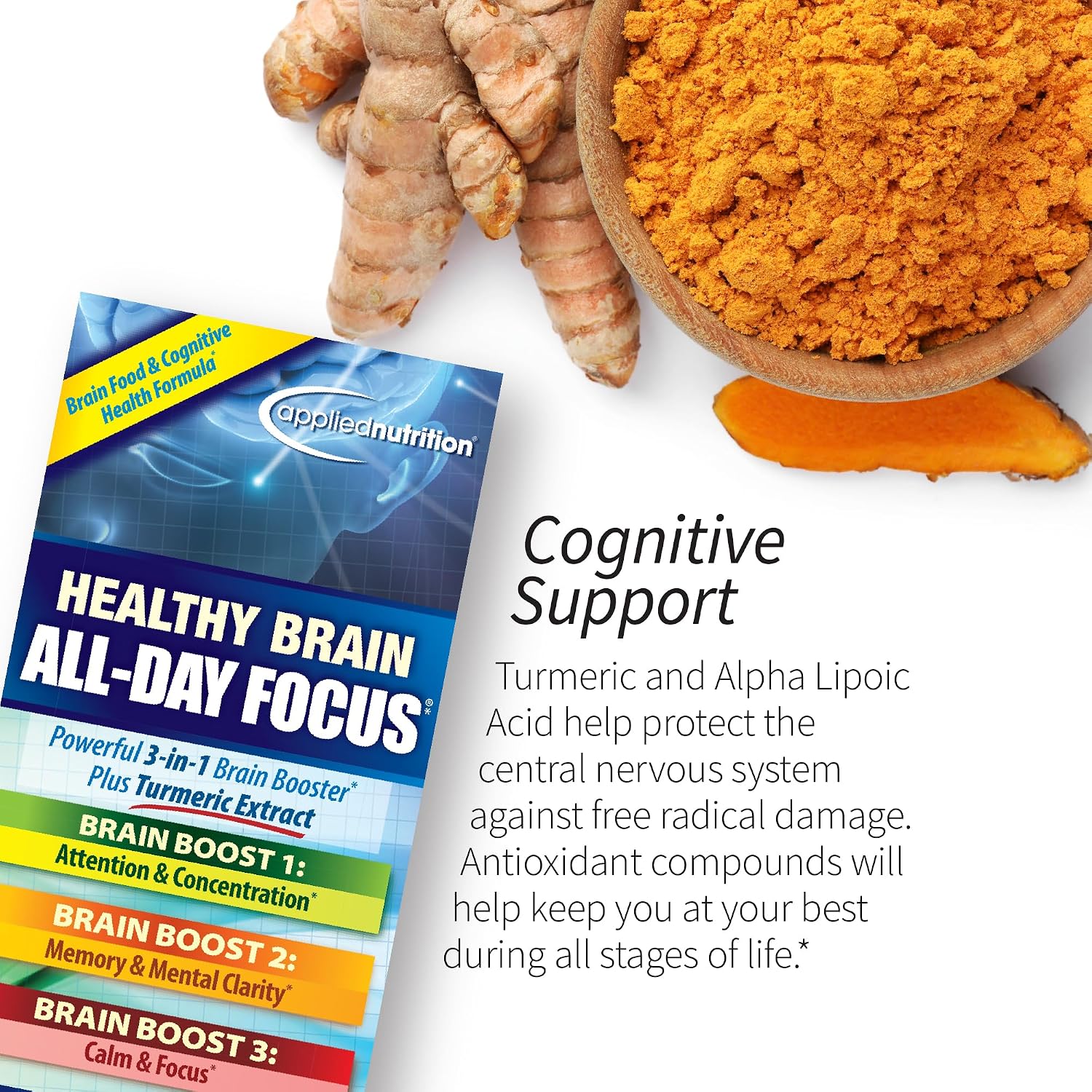Applied Nutrition Healthy Brain Enfoque Todo el Día - 50 Comprimidos