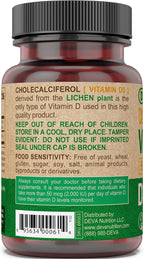 DEVA Vitamina D3 5000 UI - Suplemento Vegano a partir de Liquen, 90 Comprimidos