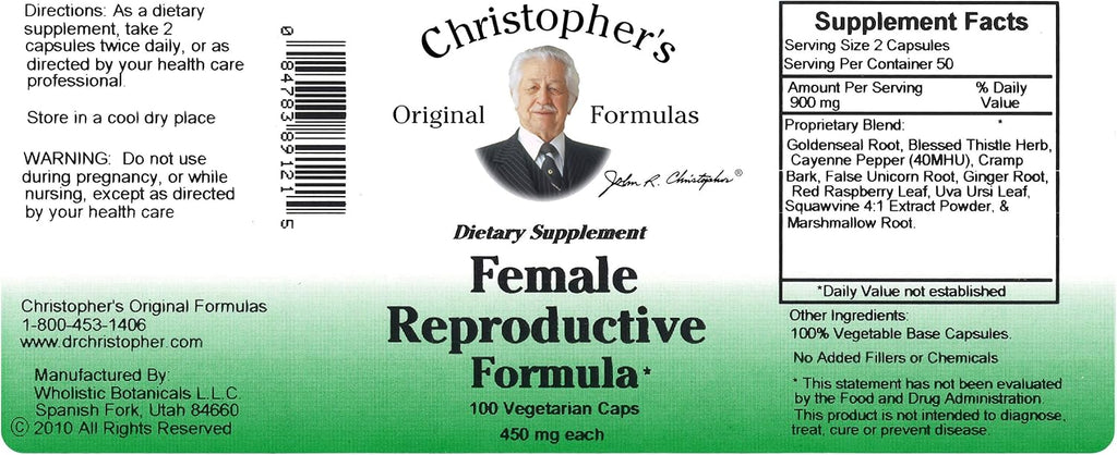 Christopher's Original Formulas Fórmula Femenina – 100 Cápsulas Vegetarianas – Mezcla de Hierbas para Mujeres