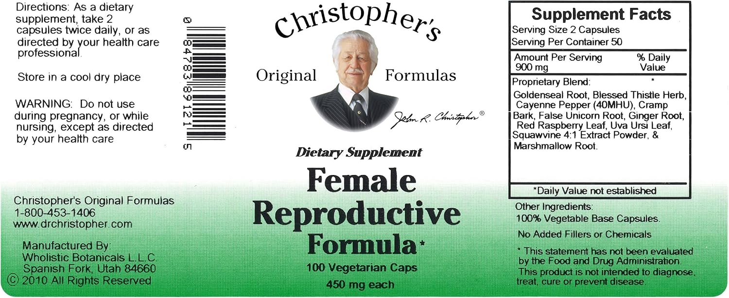 Christopher's Original Formulas Fórmula Femenina – 100 Cápsulas Vegetarianas – Mezcla de Hierbas para Mujeres