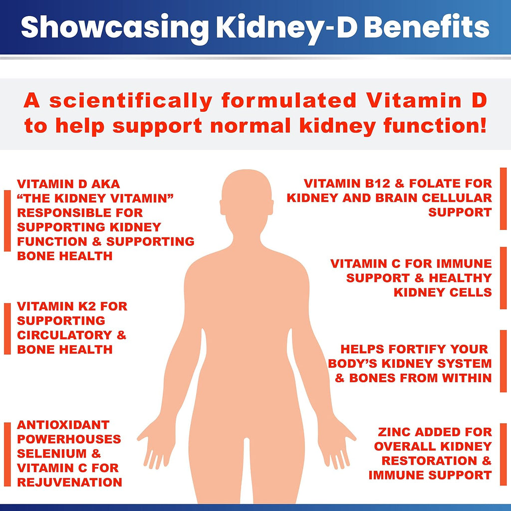 Kidney-D, Suplemento Renal con Vitamina D3 Optimizado para la Salud de los Riñones