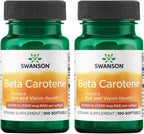 Swanson Beta-Caroteno (Vitamina A) 25000 UI (7500 mcg) 100 cápsulas blandas (Paquete de 4)