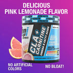 BPI Sports CLA+Carnitine – Suplemento de L-Carnitina y CLA – Sabor Limonada Rosa – 50 Dosis