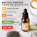 Organic Vitamin D3 K2 Drops with MCT Oil & Omega 3 - 2 Pack (Cappuccino)
