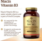 Solgar Niacin (Vitamin B3) 500 mg, 250 Vegetable Capsules