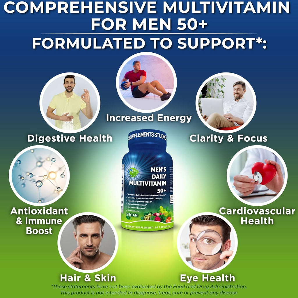 Men's Daily Multivitamin 50 Plus - Multivitamínico Vegano para Hombres 50+