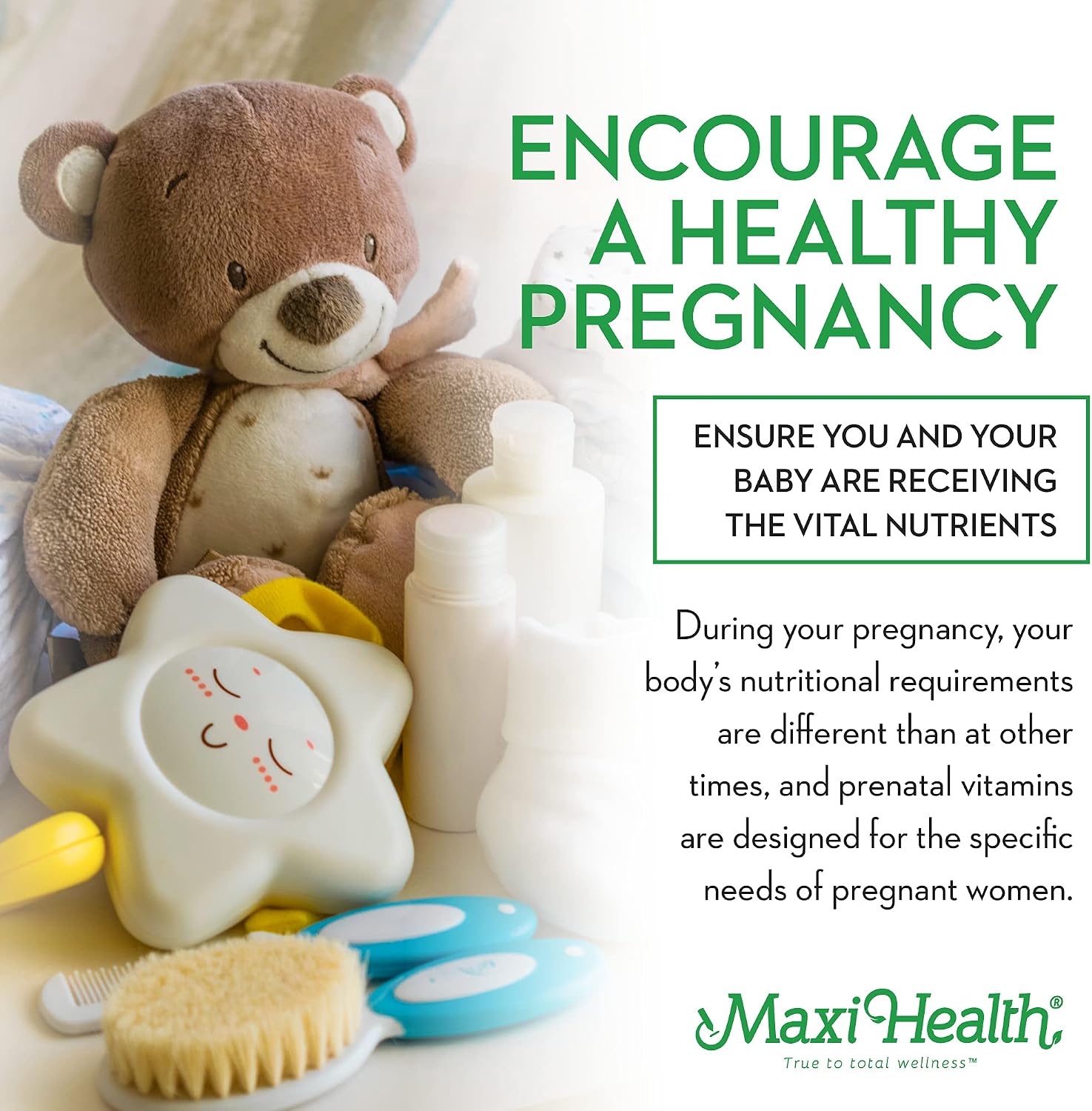 Maxi Health Vitaminas Prenatales para Mujeres – Una al Día con Hierro, Folato, Colina, Vitamina D3 y Nutrientes Esenciales – Suplemento de Alta Absorción – 120 Comprimidos