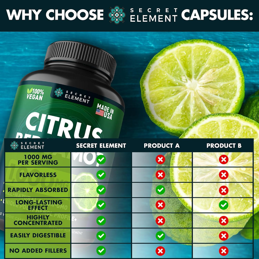 Extracto de Bergamota Cítrica 1000mg - 240 Cápsulas Veganas (2 Paquetes)
