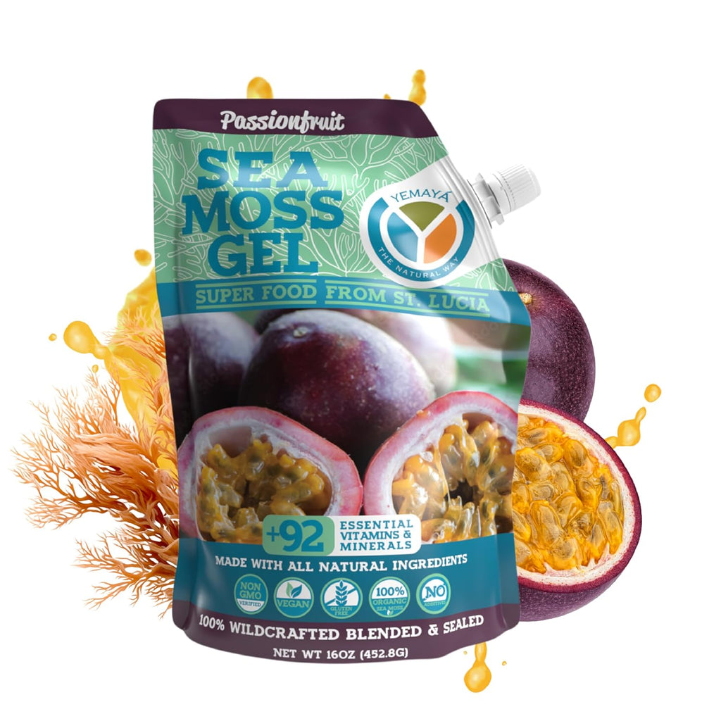 Yemayá Organic Sea Moss Gel Mango | Wildcrafted Seamoss Gel Enhanced with Real Fruit, Energy, Digestion, Hair, Skin & Nails | Mango Flavor, 16 oz