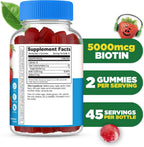Lifeable Gomitas de Biotina Sin Azúcar para Niños – 5000mcg – 90 Gomitas con Sabor Frambuesa