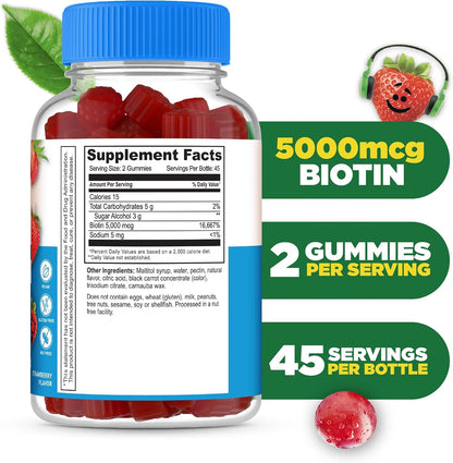 Lifeable Gomitas de Biotina Sin Azúcar para – El funcionamiento normal del sistema nervioso. – Image 2