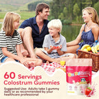 Core Bovine Colostrum Gummies - Gominolas de Calostro Bovino, 1g por Ración, Sabor Fresa, 60 Unidades