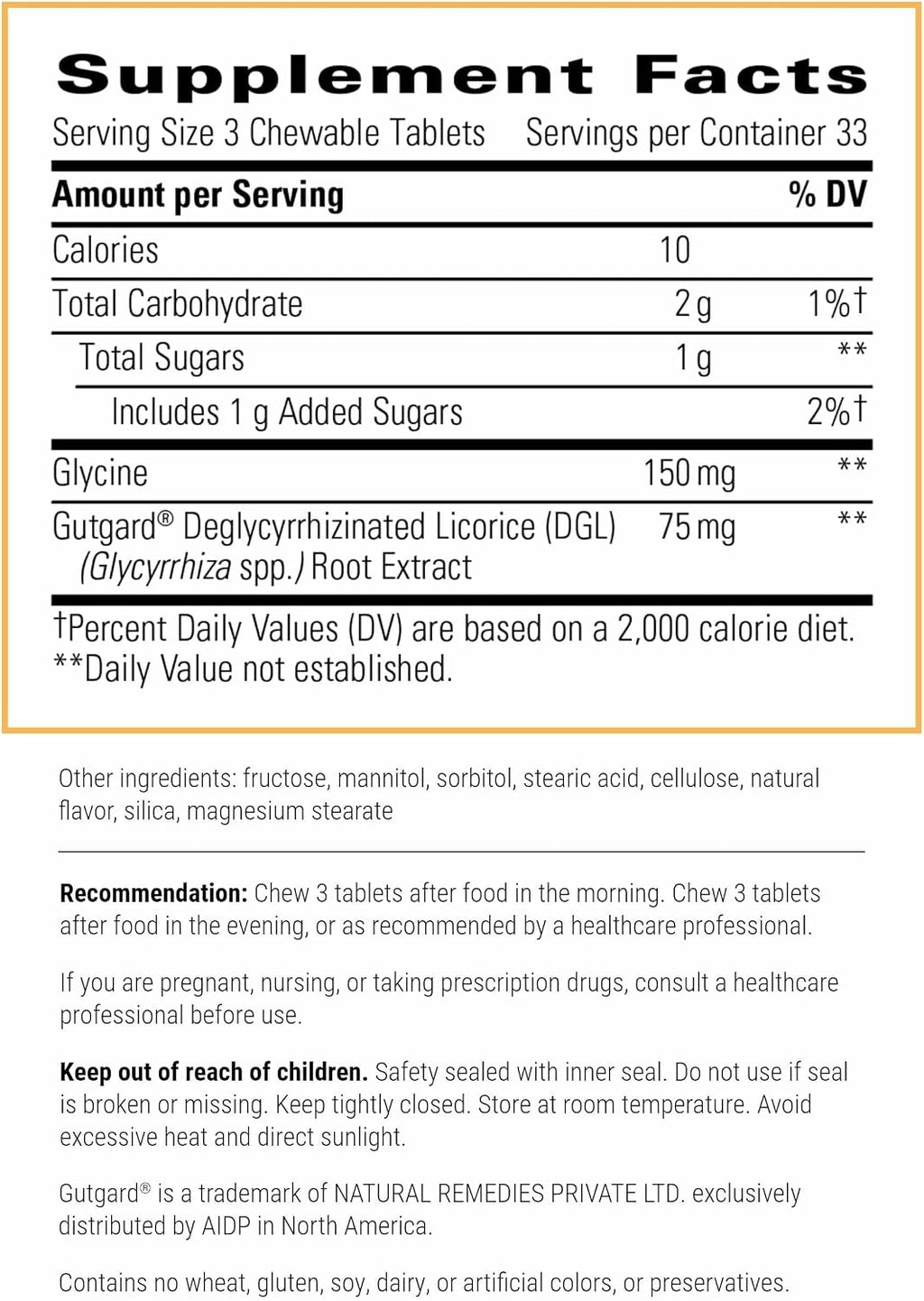 Integrative Therapeutics Rhizinate - Suplemento Digestivo con DGL - 100 Comprimidos Masticables