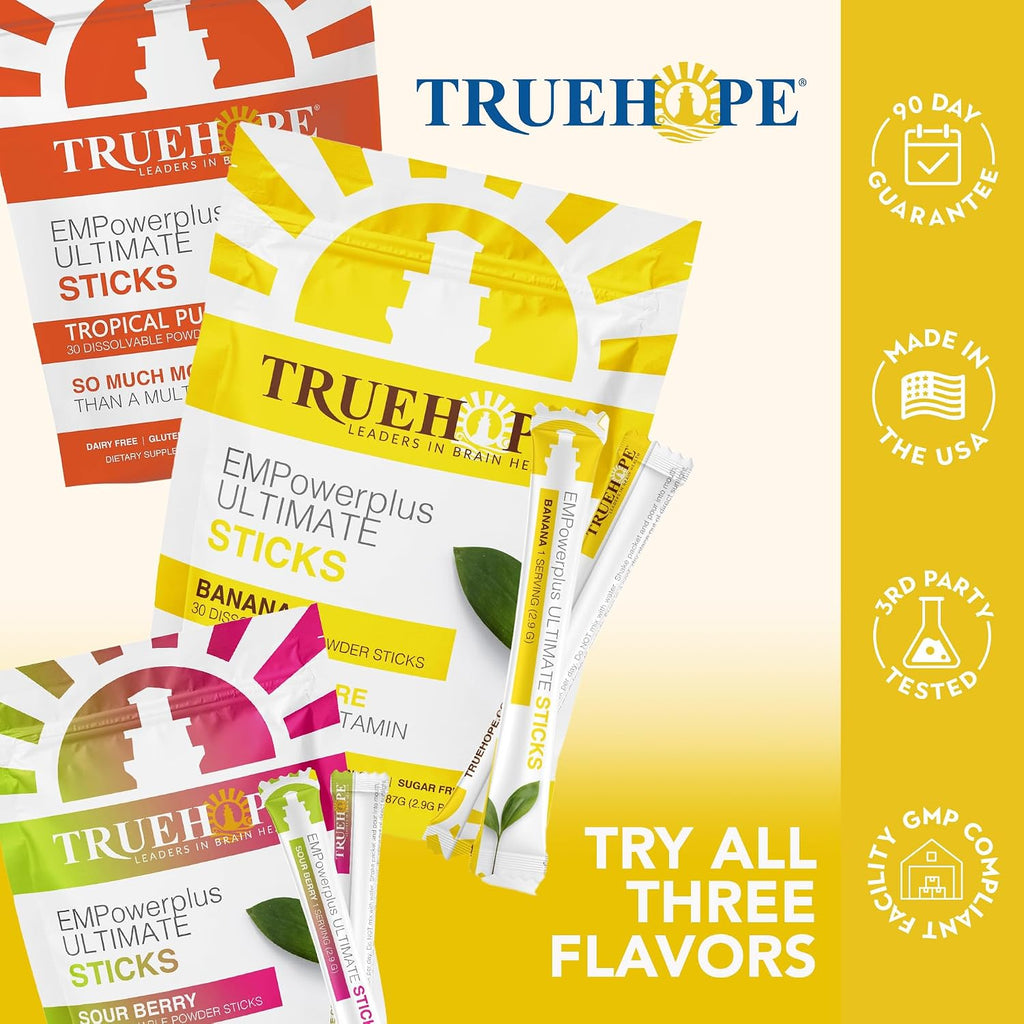 Truehope EMPowerplus Ultimate Sticks Multivitamínico Nootrópico con Inositol - 30 Sobres (Plátano)
