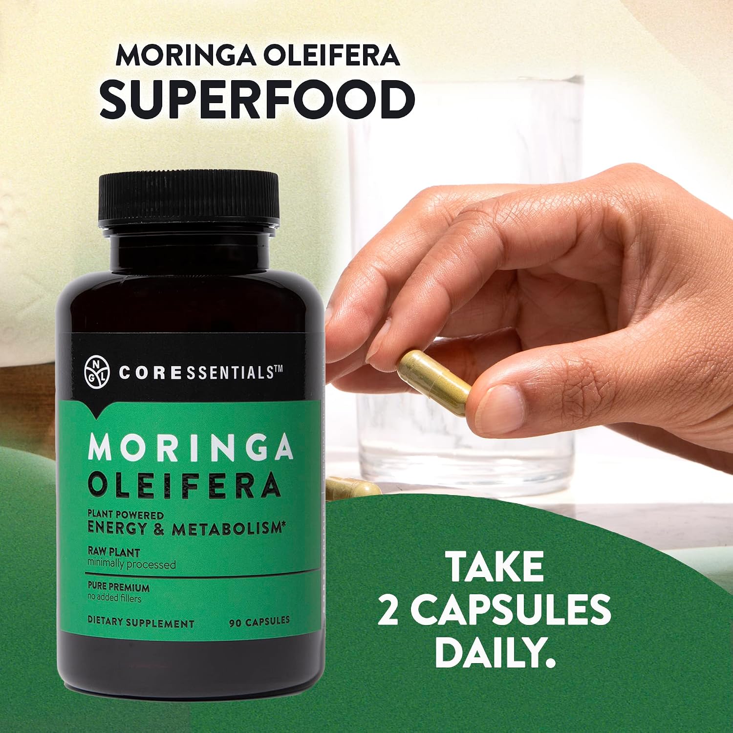 Cápsulas de Moringa 1300 mg | Moringa Oleifera Pura | 90 Cápsulas