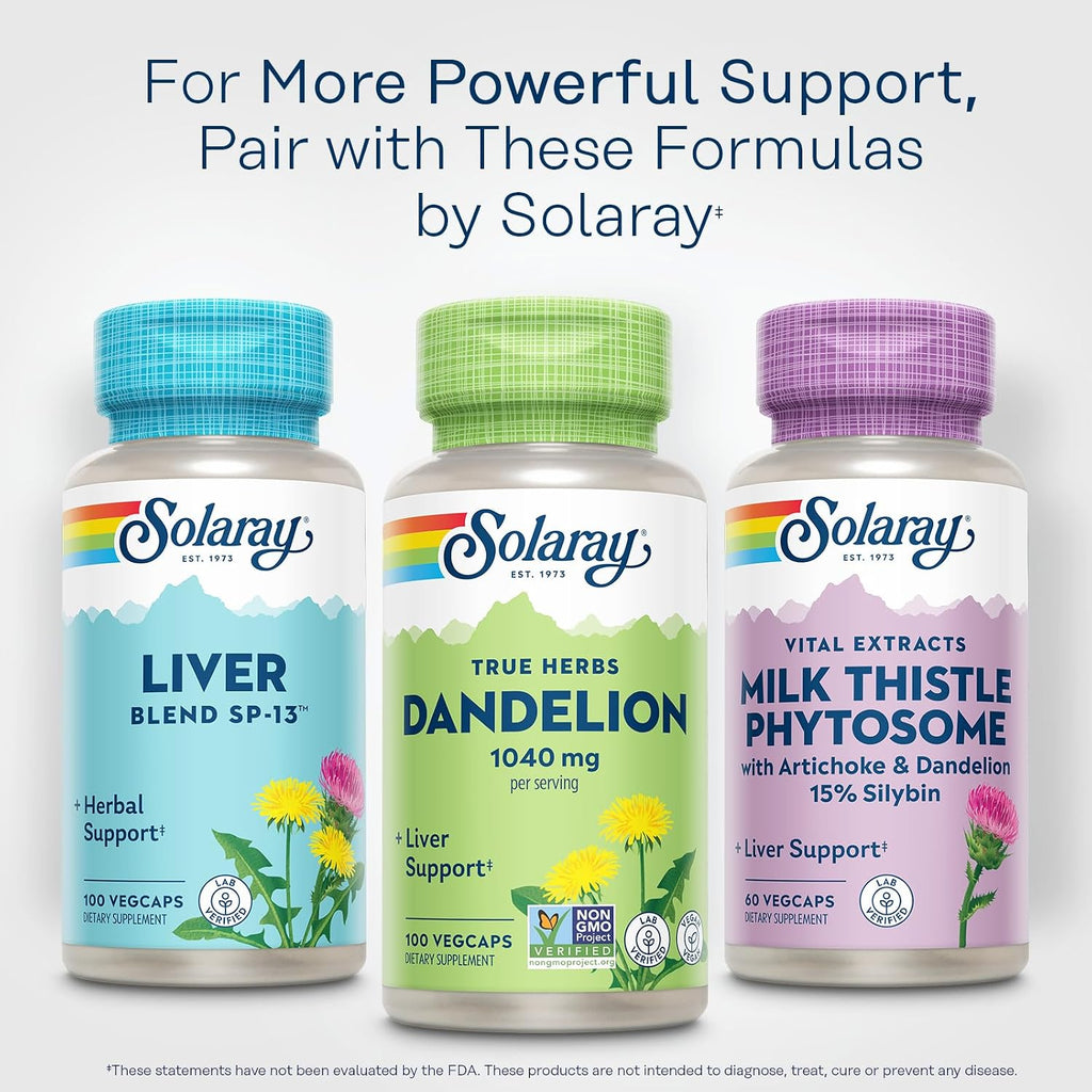 SOLARAY Dandelion Root - Kidney & Liver Support Supplement - 1,040 mg Per Serving - Vegan - 100 VegCaps