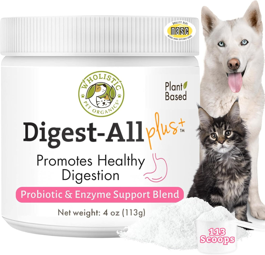 Daily Probiotics for Dogs and Cats with Digestive Enzymes and Prebiotics - Wholistic Pet Organics