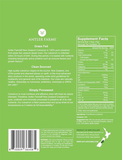 Antler Farms Calostro 100% Puro de Nueva Zelanda, 454 g (30 dosis) – Image 2