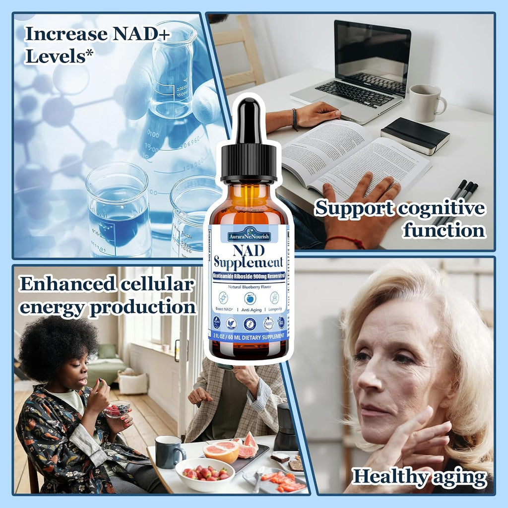 NAD+ Liposomal con Nicotinamida Ribósido, Resveratrol y Quercetina | AuraraNeNourish