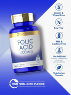 Carlyle Ácido Fólico 400 mcg | 400 Comprimidos | Vegetariano, No-GMO, Sin Gluten
