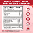 Gominolas de Cortisol para Mujeres con Ashwagandha, Rhodiola Rosea, L-Teanina, Magnesio y Vitamina D3 - 60 Gominolas Veganas
