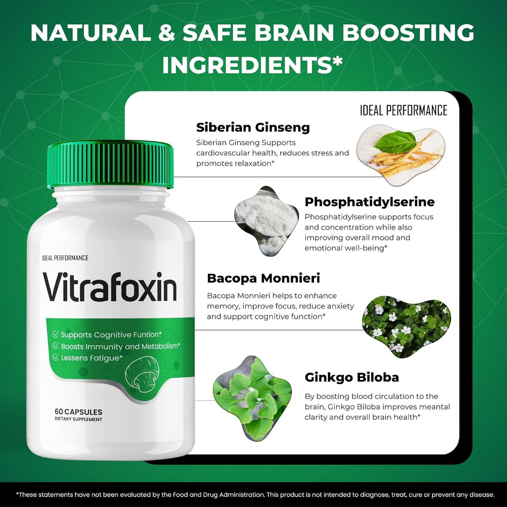 IDEAL PERFORMANCE Vitrafoxin Cápsulas para la Ciática, Suplemento para la Salud Nerviosa y Cerebral - Nootrópicos de Máxima Potencia, Fórmula Natural (5 Paquetes)
