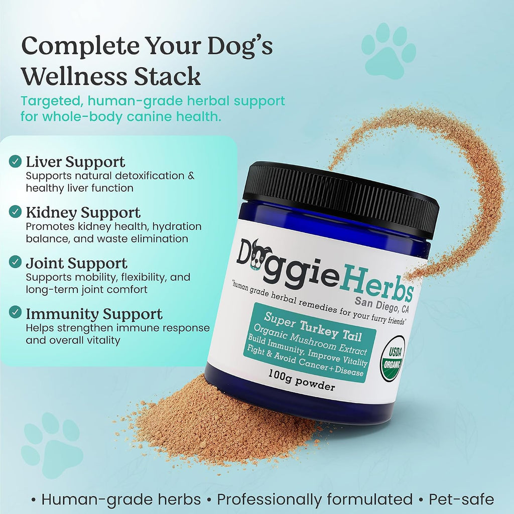 Doggie Herbs Extracto de Cola de Pavo de Alta Potencia - 55% Betaglucanos - 100g