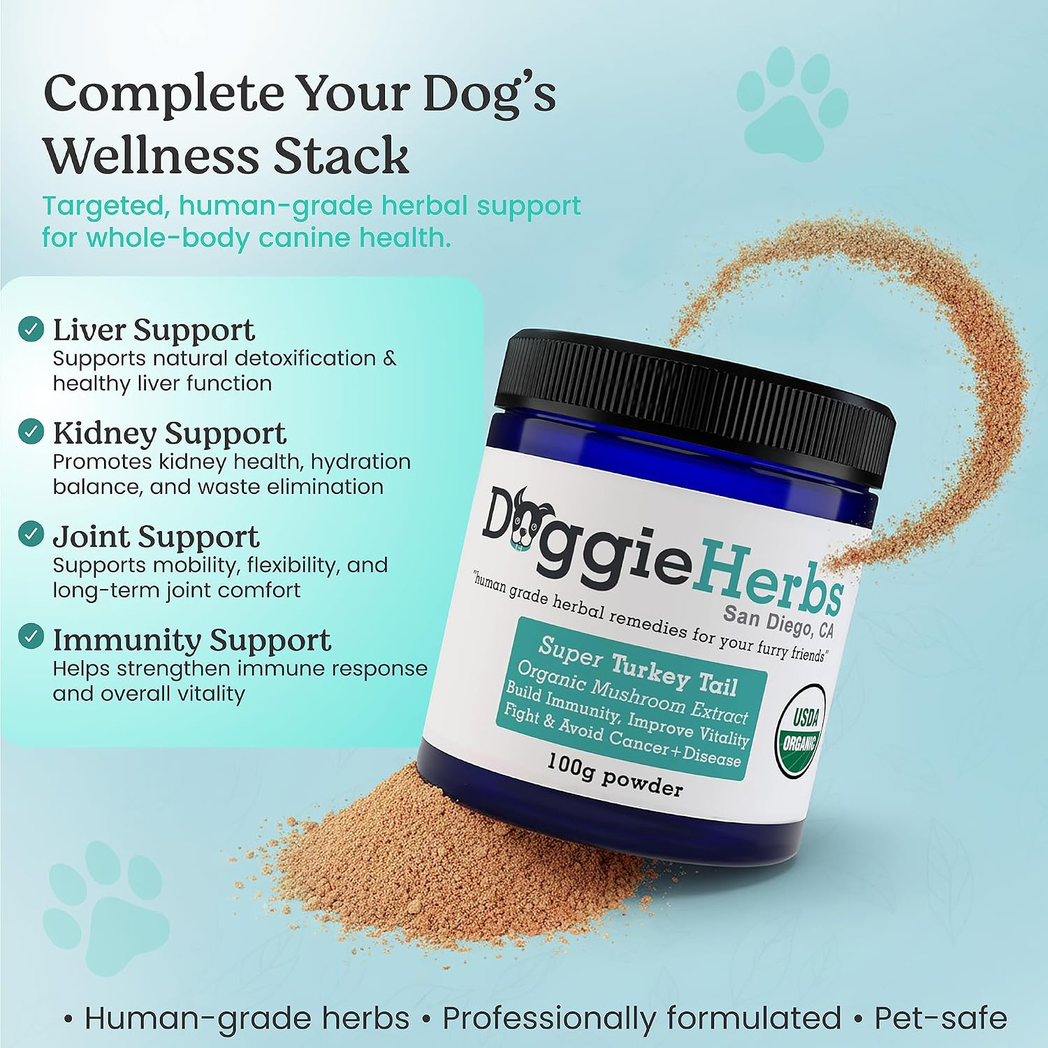 Doggie Herbs Extracto de Cola de Pavo de Alta Potencia - 55% Betaglucanos - 100g