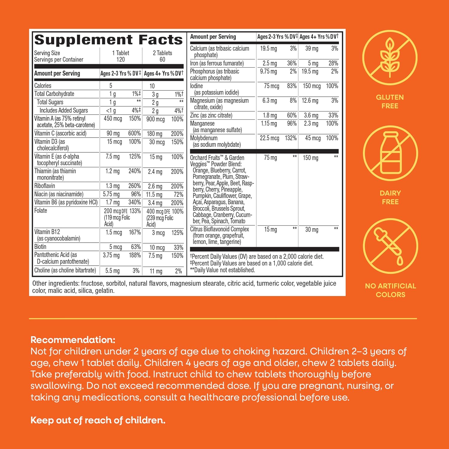 Nature's Way Alive! Multivitamínico masticable para niños con frutas y verduras, sabor cereza, 120 comprimidos