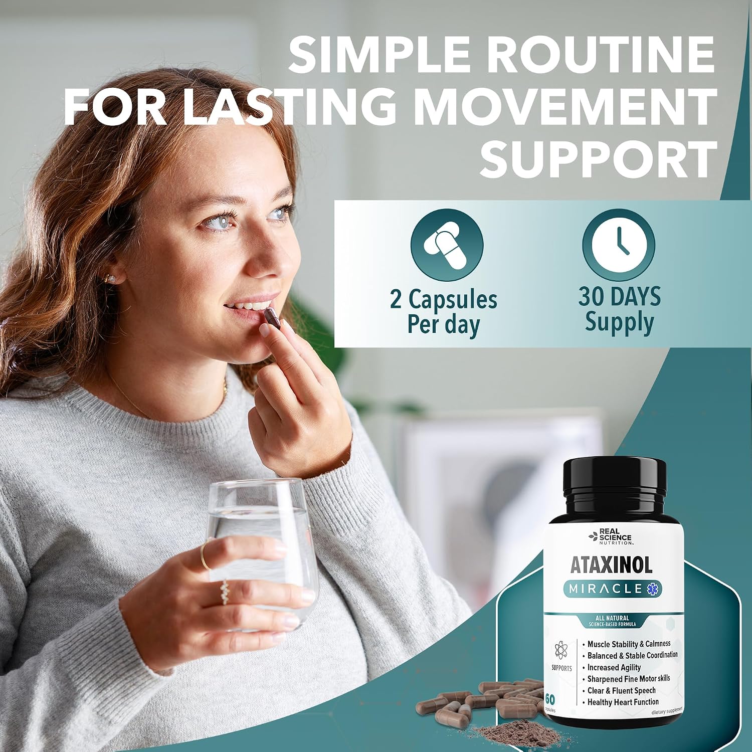 Real Science Ataxinol – Muscle Relaxer & Nerve Support Supplement con Vinitrox y GABA (60 Cápsulas)