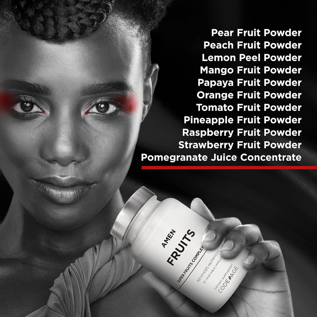 Amen Fruits, Suplemento Diario de Vitaminas con Más de 20 Extractos de Frutas Enteras - Multivitamínico Natural, Bayas, Antioxidantes, Polifenoles y Flavonoides - No-GMO - 90 Cápsulas