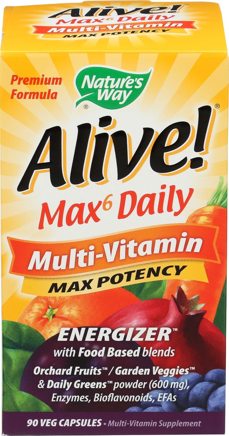 Nature's Way Alive! Max 6 Daily Multi-Vitamin - 90 Cápsulas Veganas