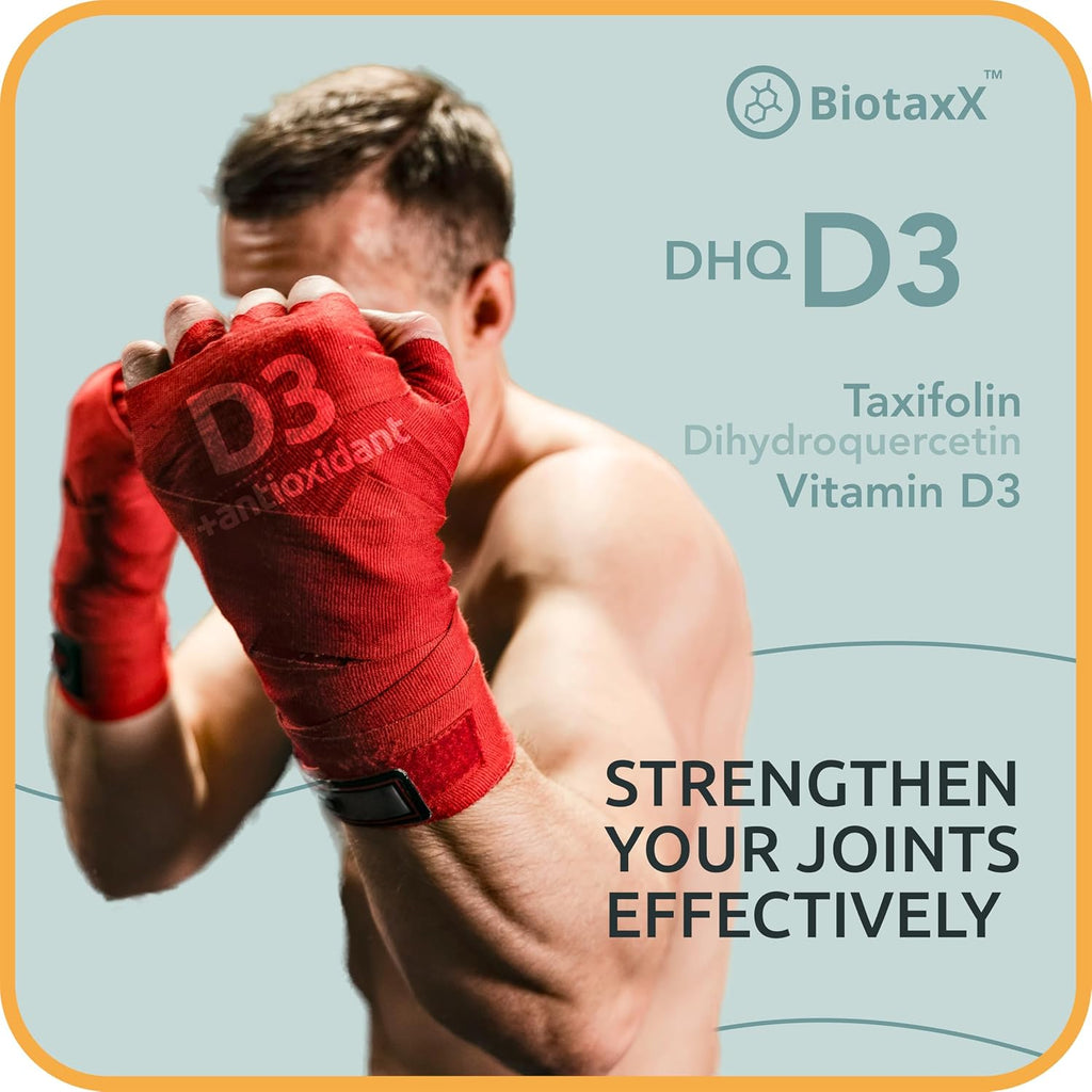 Taxifolina (Dihidroquercetina) + Vitamina D3 – 530 mg, 60 Cápsulas Veganas – Antioxidante y Salud Ósea