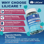 LILICARE Multivitamínico sin azúcar para mayores de 50 años con glucosamina, condroitina y MSM - 60 gominolas