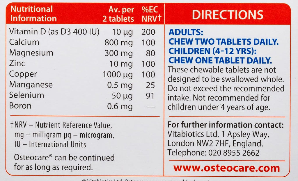 Vitabiotics Osteocare Masticable 30 Comprimidos