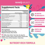 Mama's Select Vitaminas Prenatales – Sin Alérgenos, MTHFR Friendly, Folato Metilado, 1 Vez al Día, Vegano