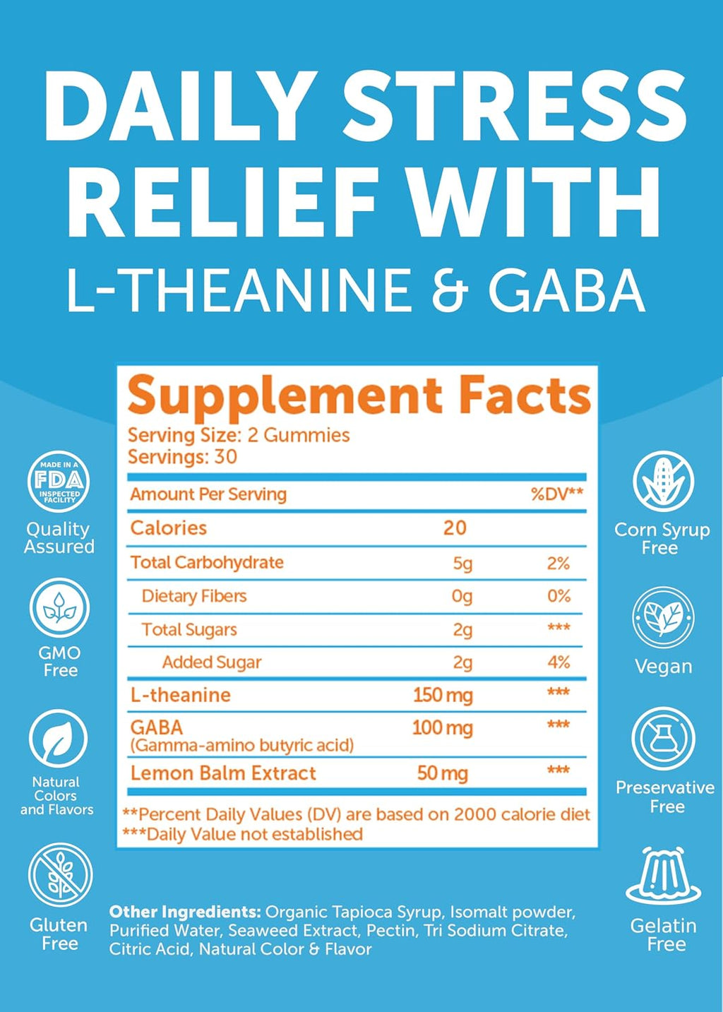 Lunakai Calm & Stress Relief Gummies – Gomas calmantes con GABA y L-teanina, 60 unidades
