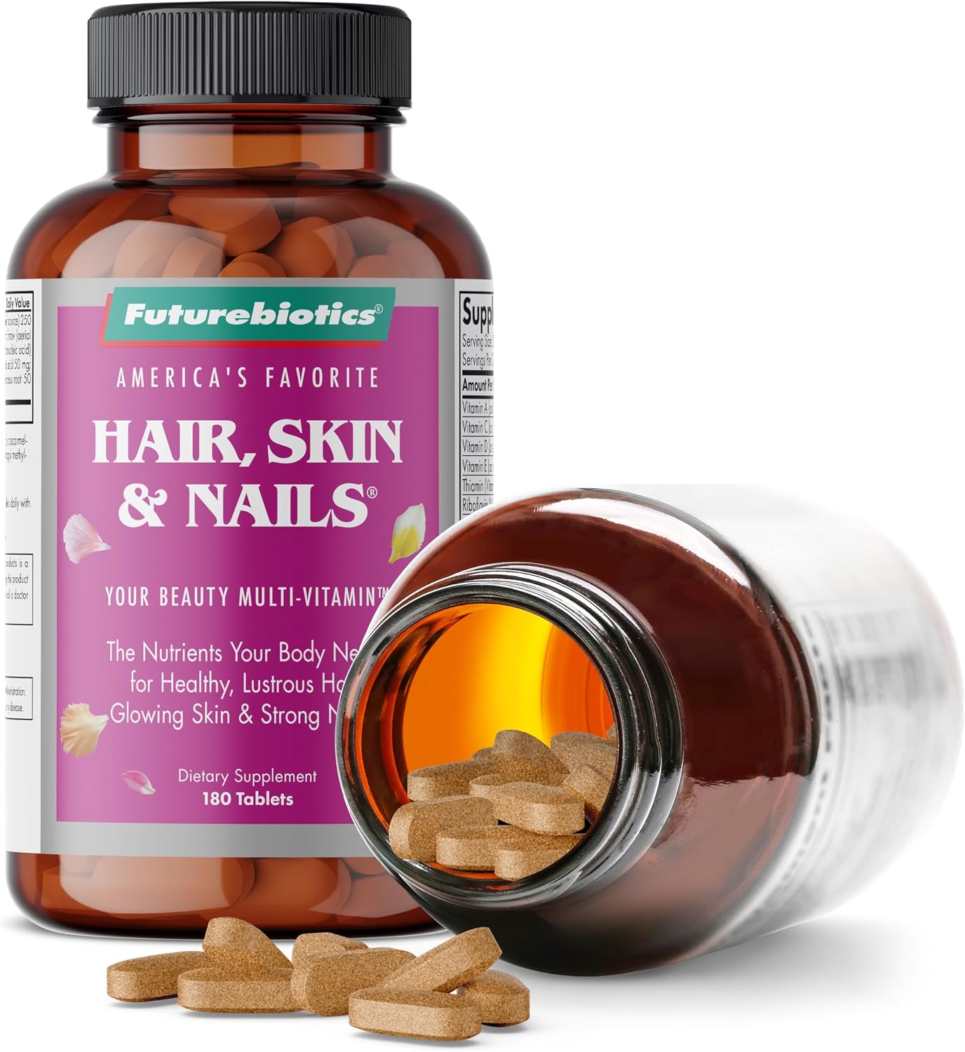 Futurebiotics Hair, Skin & Nails Multivitamínico de Belleza con Biotina - 180 Comprimidos